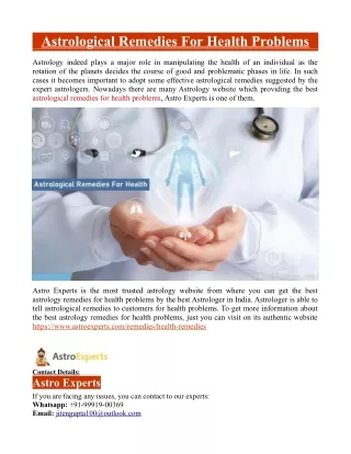 astrological remedies for health problems