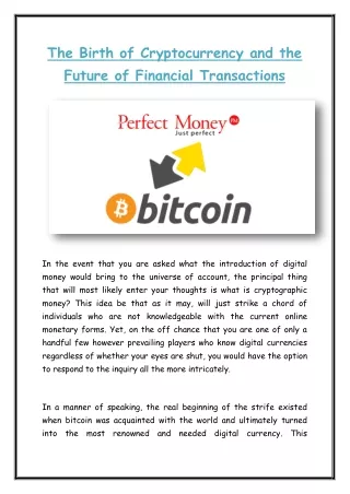 the birth of cryptocurrency and the future