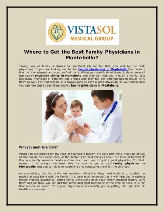 Where to Get the Best Family Physicians in Montebello?