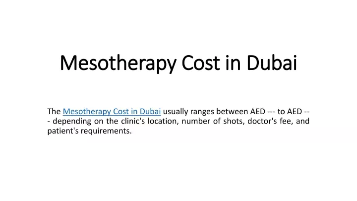 mesotherapy cost in dubai