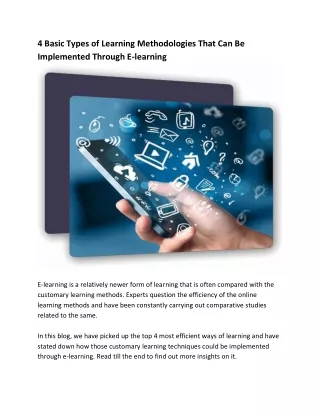 4 basic types of learning methodologies that