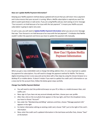 how can i update netflix payment information