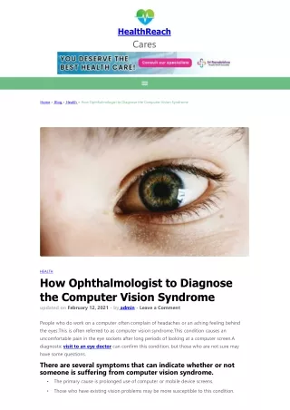 Tips from Ophthalmologist on how to Diagnose the Computer Vision Syndrome