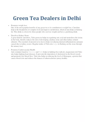 Green Tea Dealers in Delhi