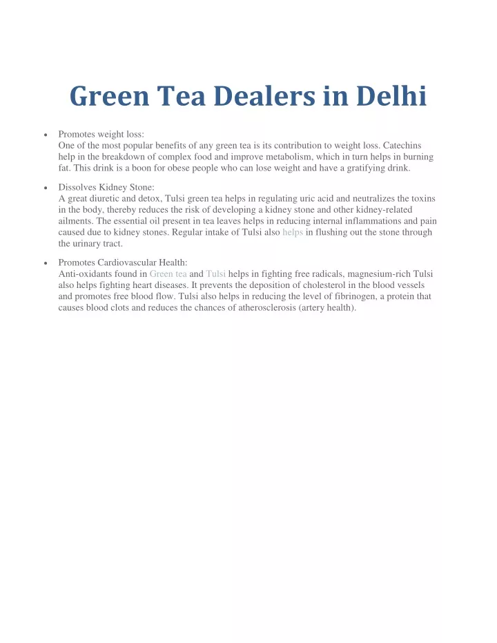 green tea dealers in delhi