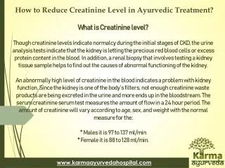 How to Reduce Creatinine Level in Ayurvedic Treatment?
