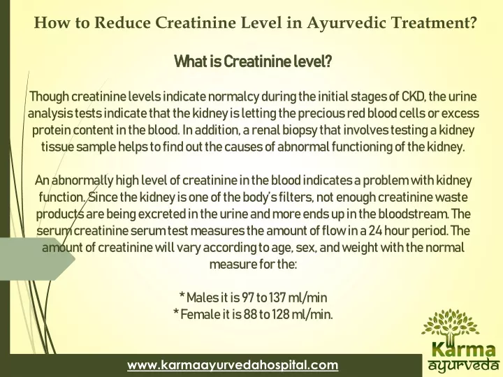 how to reduce creatinine level in ayurvedic