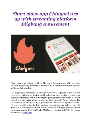 short video app chingari ties up with streaming