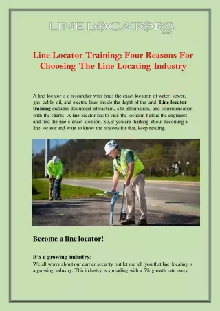 line locator training four reasons for choosing