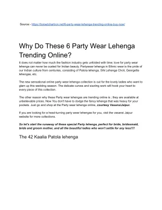 Why Do These 6 Party Wear Lehenga Trending Online_