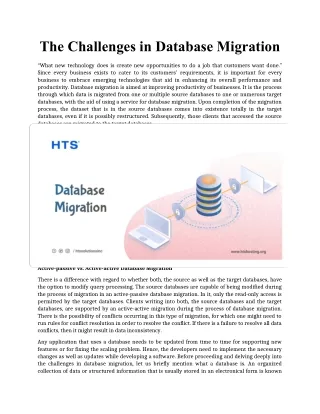 the challenges in database migration
