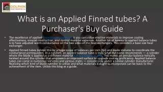 Finned tubes suppliers
