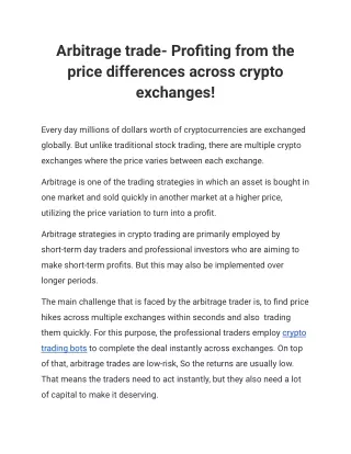 Arbitrage crypto trading bot
