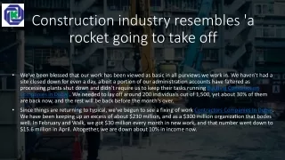 construction industry resembles a rocket going to take off