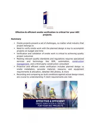effective efficient onsite verification