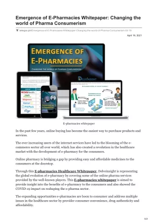 emergence of e pharmacies whitepaper changing