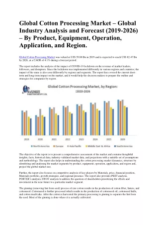 global cotton processing market global industry