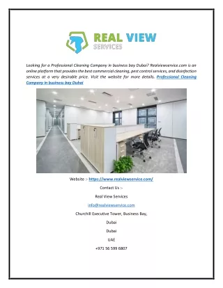 Professional Cleaning Company In Business Bay Dubai  Realviewservice.com