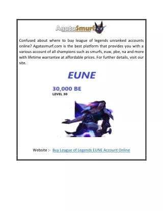 Buy League of Legends EUNE Account Online  Agatasmurf.com