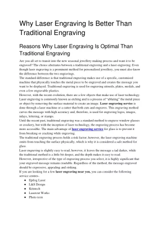 why laser engraving is better than traditional