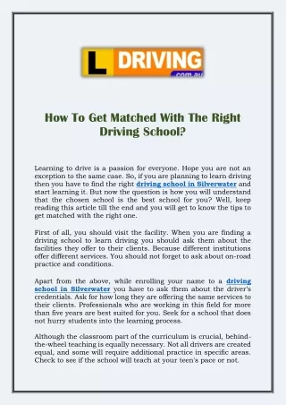 how to get matched with the right driving school