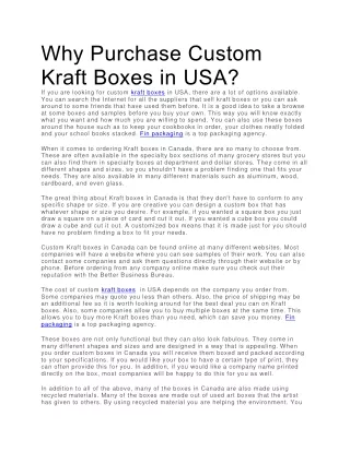 Why Purchase Custom Kraft Boxes in USA