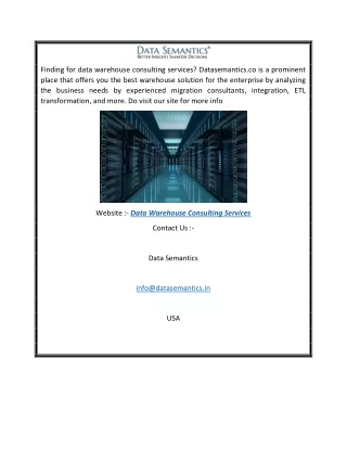 Data Warehouse Consulting Services Datasemantics.co