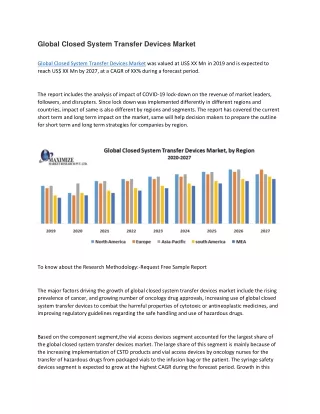 global closed system transfer devices market