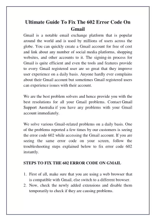 ultimate guide to fix the 602 error code on gmail