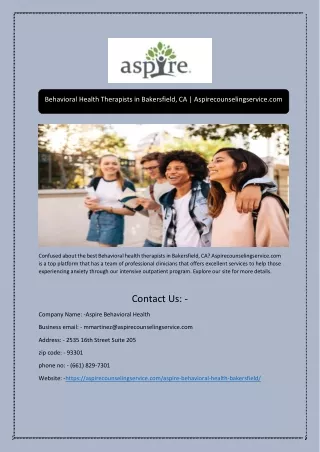 behavioral health therapists in bakersfield