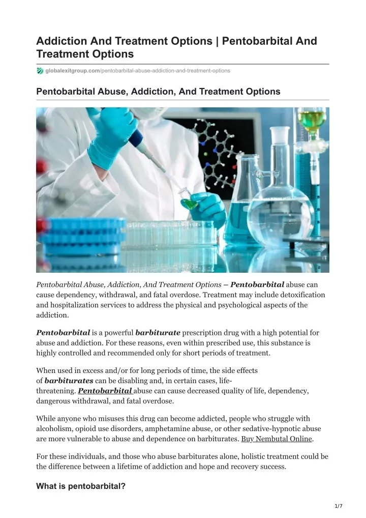 addiction and treatment options pentobarbital