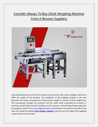consider always to buy check weighing machine