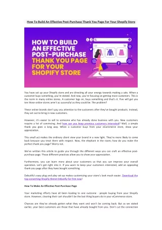 how to build an effective post purchase thank