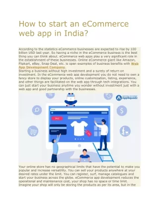 How to start an eCommerce web app in India