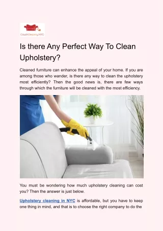 Is there Any Perfect Way To Clean Upholstery