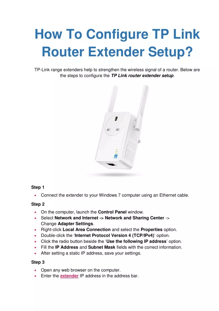 how to configure tp link router extender setup