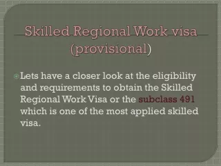 skilled regional work visa provisional