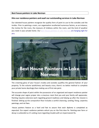 Best house painters in lake norman