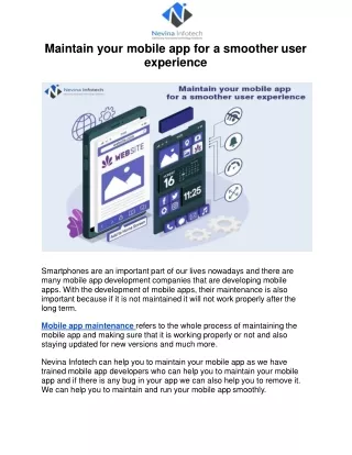 maintain your mobile app for a smoother user