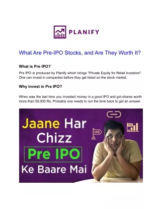 what are pre ipo stocks and are they worth it