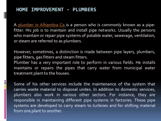 home improvement plumbers