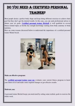 Do you need a Certified Personal Trainer