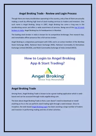 Angel Broking Trade - Review and Login Process