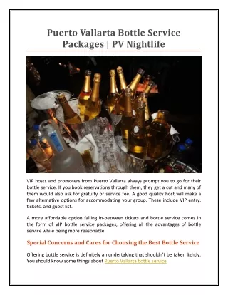Puerto Vallarta Bottle Service Packages  PV Nightlife