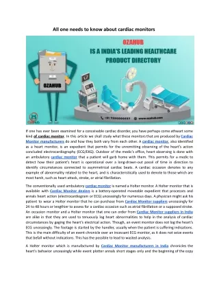 all one needs to know about cardiac monitors