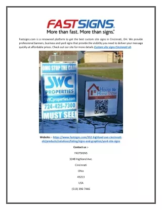Custom Site Signs Cincinnati OH  Fastsigns.com
