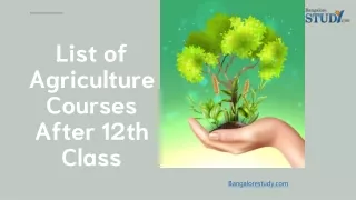 list of agriculture courses after 12th class