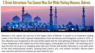 2 Great Attractions You Cannot Miss Out While Visiting Manama, Bahrain