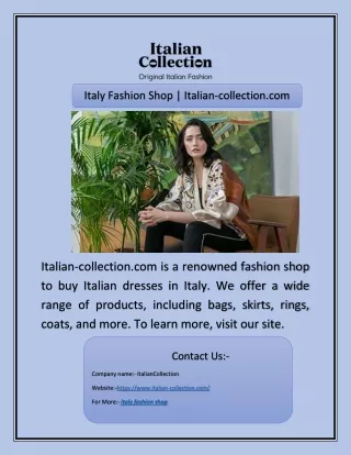 Italy Fashion Shop | Italian-collection.com