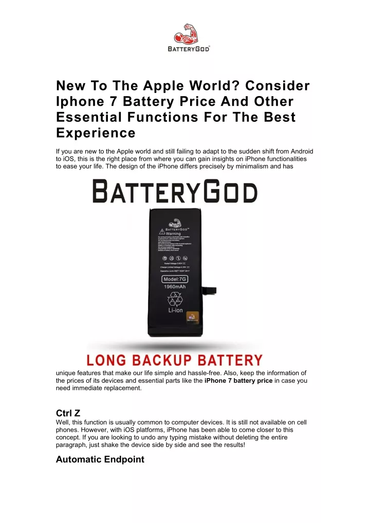new to the apple world consider iphone 7 battery